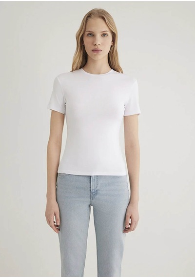 Mavi Lux Touch Beyaz Kadın T-shirt M1600963-620 Beyaz