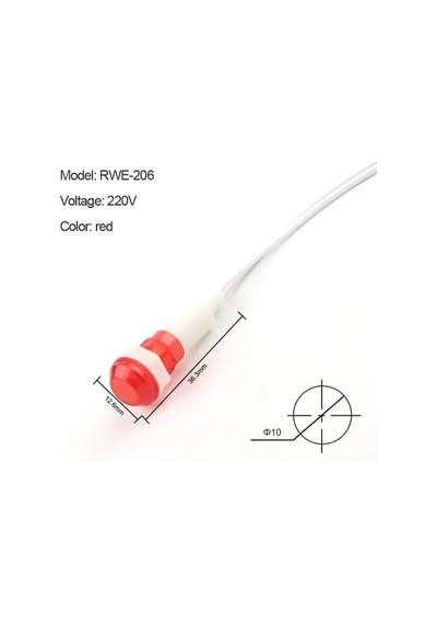 MAROCES IC-227 SİNYAL LAMBASI 10 MM PLASTİK KABLOLU 220V KIRMIZI