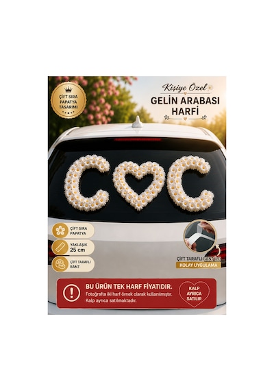Kişiye Özel Gelin Arabası C Harfi Çift Sıra Papatya Süsü 25 Cm Tek Harf - 902371408 Diğer
