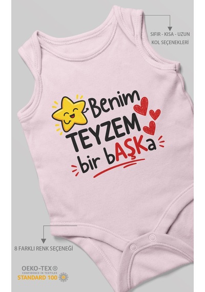Morivokids Benim Teyzem Bir Başka Sıfır Kollu Bebek Zıbını %100 Pamuk Bebe Pembe