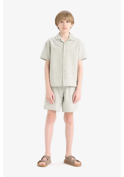 DeFacto Erkek Çocuk Oversize Geniş Kalıp Polo Yaka Müslin Kısa Kollu Gömlek E3314A825HSGN1123