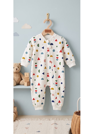 Motherlove Çocuk Uyku Tulumu 1.5 Tog 2-5 Yaş Fermuarlı Pamuklu Kumaş Beyaz - Kırmızı