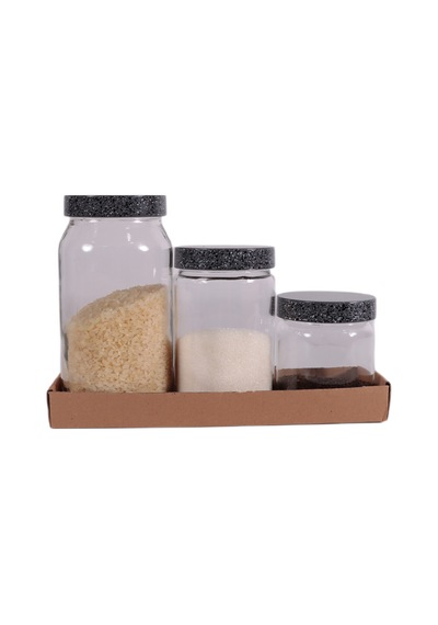 Herevin 139357-810 Granit Desenli Kavanoz Seti 3'lü 425-660-1000 Ml