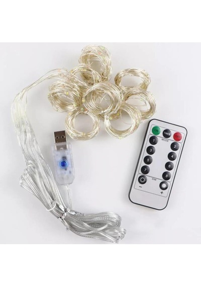 Usb Perde Peri Led Kumandali Dekoratif Su Geçirmez Sarı Sarı