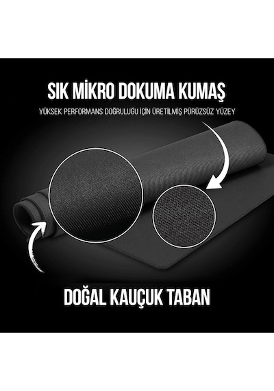 Klasse Pro Black Edition - Dikişli Kenar 70x30, 90x40, 100x50 Ve 120x60 Cm Oyuncu Gaming Mouse Pad Siyah, 120x60 Cm