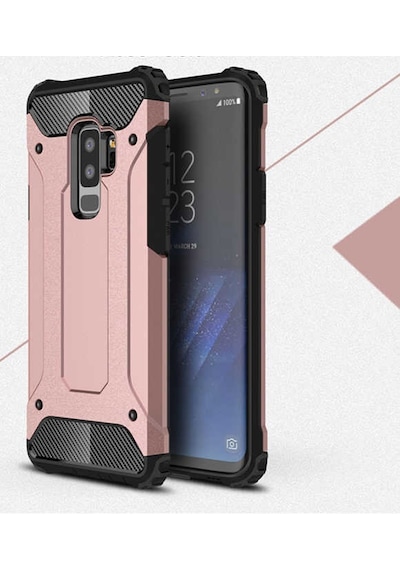 Noktaks - Samsung Galaxy Uyumlu S9 Plus - Kılıf Çift Katman Zırh Tank Crash Military Kapak - Rose Gold