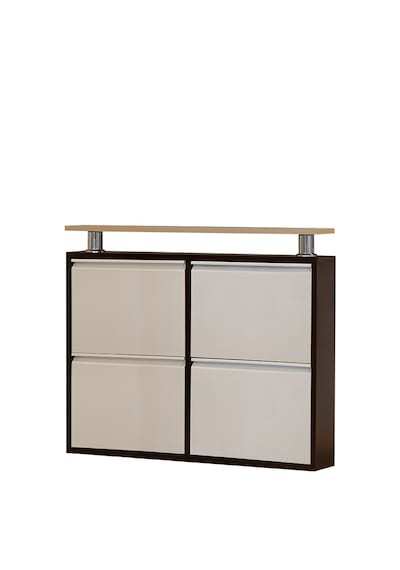Kaser Metal 2+2'Li Metal Ayakkabılık Beyaz - Siyah