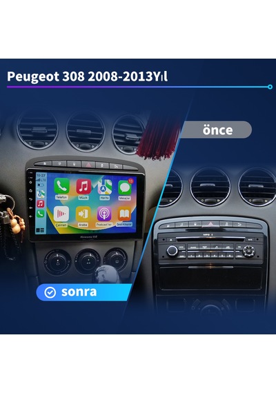 Peugeot 308 2008-2015yıl 2gb Ram 32gb Rom Carplay Navigasyon