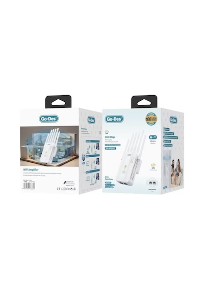 Go Des Gd-wps032 1200mbps 6 Antenli 5ghz Wifi Sinyal Güçlendirici Router Beyaz