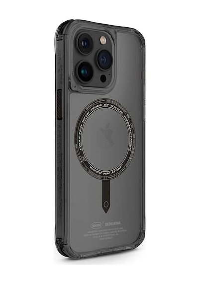 Apple Uyumlu iPhone 15 Pro Max Kılıf Skinarma Şeffaf Magsafe Şarj Özellik Kado Kartlıklı Saido Kapak Mavi