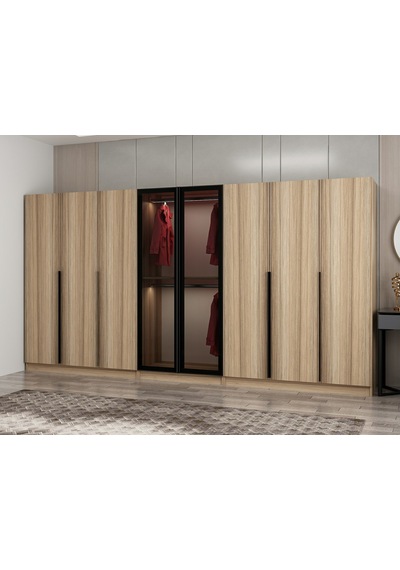 Kale Plus210 8 Kapaklı 4ç Dolap Dore Plus Dore Füme Cam