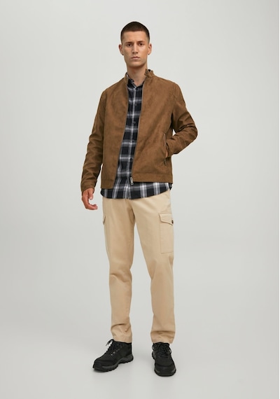 Jack & Jones Biker Deri Görünümlü Ceket - Rocky 12223141 Cognac