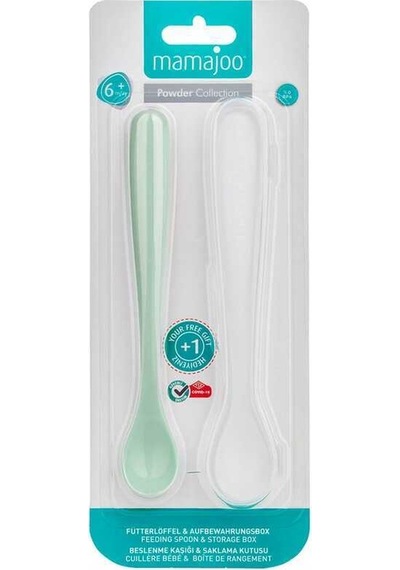 Mamajoo Kulplu Eğitici Bardak 270 ML & İkili Beslenme Kaşığı Açık Yeşil