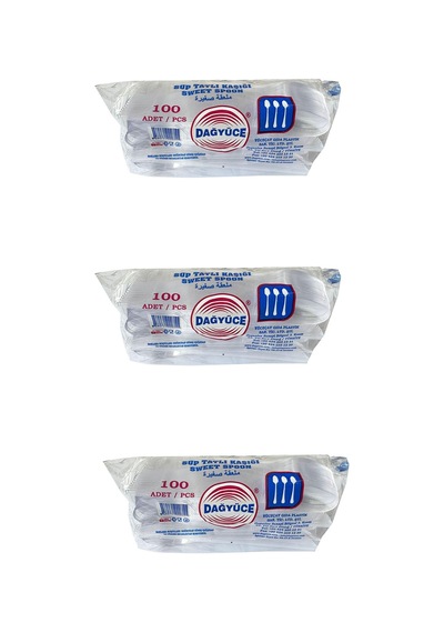 Dağyüce Plastik Şeffaf Sup Kaşık - Tatlı Kaşığı - 100 Adetlik 3 Paket - 300 Adet