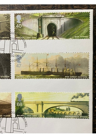 İngiltere Köprü Mimarı İsambard Kingdom Brunel Tren Köprüleri Temalı 2006 Limitli, Islak İmzalı, Tam Seri Pullu Buckingham Zarf Limited No: 279/350