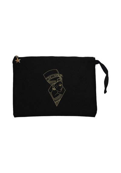Mısır Kleopatra Siyah Clutch Astarlı Cüzdan / El Çantası