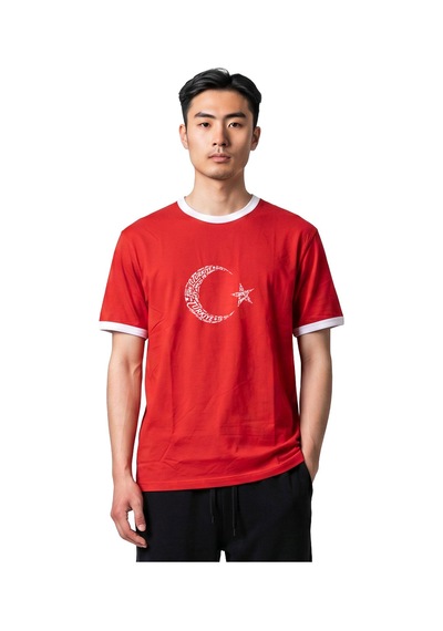 Sportive Türkiye Baskılı Unisex Kırmızı Günlük Stil T-shirt 26du0003-krm