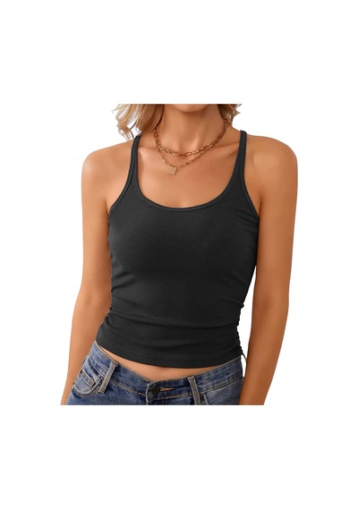 Liona Kadın İp Askılı Yüzücü Sırt Siyah Crop Top Bluz Atlet 001