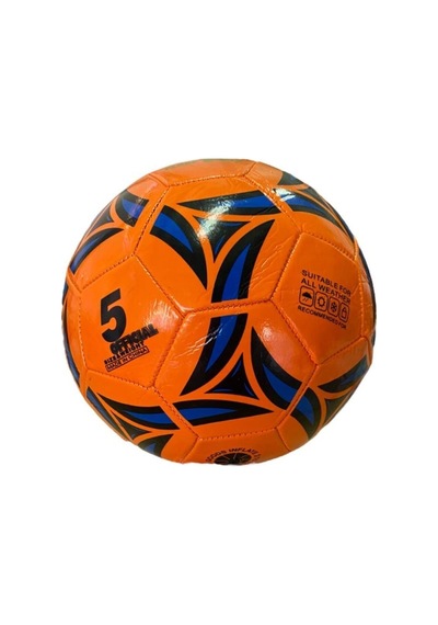 5 Numara Dikişli Futbol Topu - Halı Saha, Sert Zemin, Okul Bahçesi Futbol Topu Turuncu-siyah-mavi