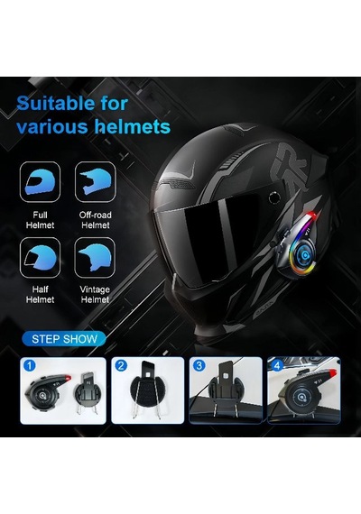 Çeşithane Y21 Renkli Işıklı Motosiklet İnterkom - Dahili Fm Radyolu, Bluetooth 5.3 Teknolojili, Rgb