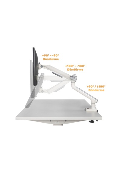 Std49012uw 17"-32" Ultra Slim Alüminyum Monitör Kolu, 2xusb Portlu Amortisörlü Vesa Tutucu, Ergonomik 360 Pivot 9kg