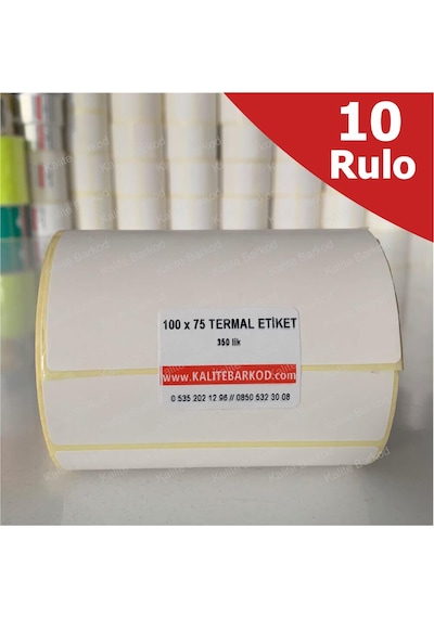 Termal Etiket 100X75 - Barkod Etiket 10 Rulo 3.500 Adet