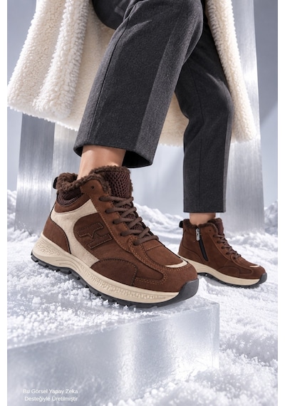 Muggo Nortex Kürklü Fermuarlı Kalın Taban Bağcıklı Kışlık Kadın Sneaker Bot Kahverengi Muggo Nortex Kürklü Fermuarlı Kalın Taban Bağcıklı Kışlık Kadın Sneaker Bot Kahverengi