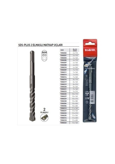 Todrill Td50208 Sds Plus 6x210 Mm Matkap Ucu, 2 Elmaslı