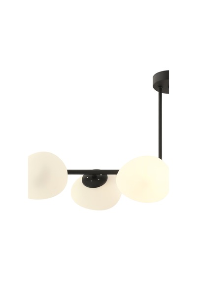 Beyaz Camlı Tristan 6'lı Sıralı Siyah Modern Yemek Masası Üstü, Salon Avize