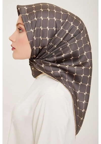 Belli Saf Twill İpek Eşarp 4006d Füme