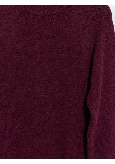 Lcw Modest Bordo Bisiklet Yaka Oversize Kadın Triko Tunik