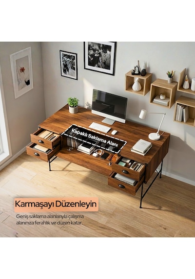 Lamont Çalışma Masası Koyu Ceviz 180x75 Cm Lamont Çalışma Masası Koyu Ceviz 180x75 Cm