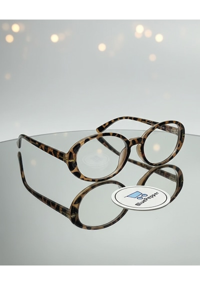 Nova Mavi Işık Filtreli Bilgisayar Ekran Koruma Gözlüğü Unisex Modern Tasarım Cam Değiştirilebilir Leopar