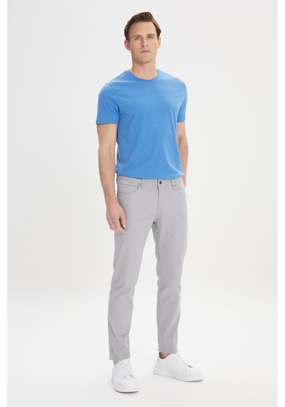 AC&Co / Altınyıldız Classics 360 Derece Her Yöne Esneyen Slim Fit Dar Kesim Diyagonal Desenli Erkek Pantolon Gri