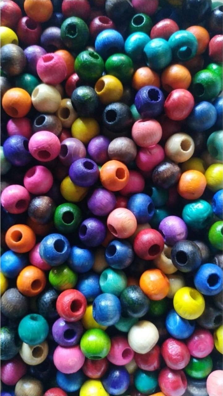 10 Mm Karışık Renkli Ahşap Boncuk - 100 Gram Ort 250 - 300 Adet