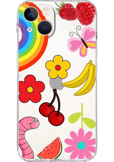 Apple Uyumlu iPhone 13 Mini İle Water Color 5 Kamera Korumalı Şeffaf Kılıf