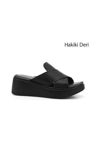 Gönderi(R) Gönderi R Siyah Dolgu Taban Hakiki Deri Terlik Siyah