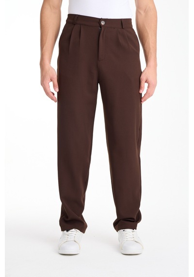 Gugus Erkek Baggy İthal Kumaş Pantolon Kahverengi