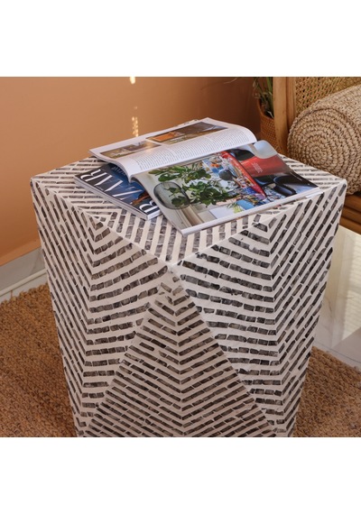 Zaviye Sedef Mozaik Sehpa 57x40x50 Cm Gri
