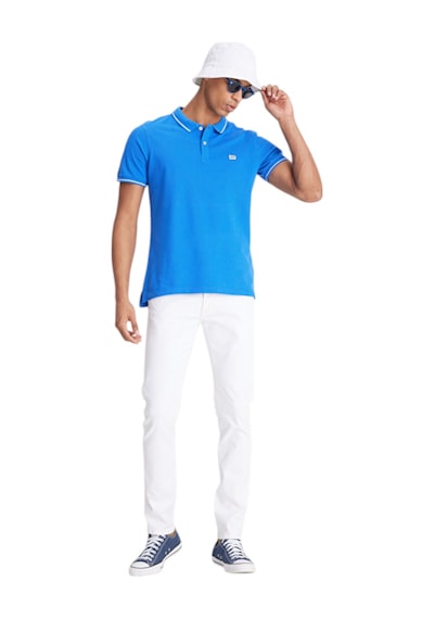 Lee Cooper Regular Fit Normal Kesim %100 Pamuk Polo Yaka Mavi Tişört Ferrıs