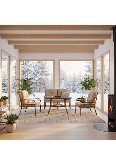 Capri Swing Pisa İkili Rattan Bahçe Balkon Oturma Grubu Açık Kahve 753