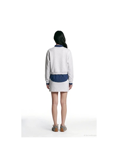 Quzu 27kswt02432 Gömlekli Sweatshirt Gri