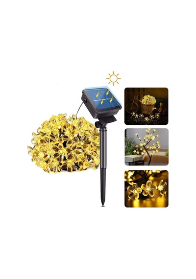 Güneş Enerjili Solar Çiçekli Dekoratif 30 Led Bahçe Lambası, Çok Renkli Diğer