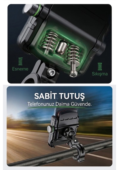 Motorsiklet Telefon Tutucu Gidon Ve Ayna Bağlantı Aparatı Hediyeli Yandan Çevirmeli 1