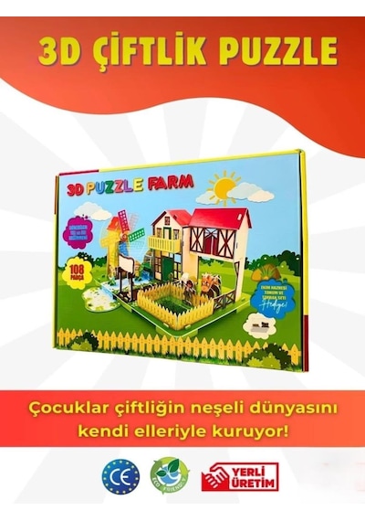 3d Puzzle Farm - Karakter Figürleri Ve Çiftlik Hayvanları İle Eğitici Oyuncak Çiftlik Seti