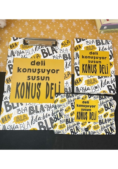 Deli Konuşuyor Susun Tasarımlı Defter Kalemlik Ve Sekreterlik Kır