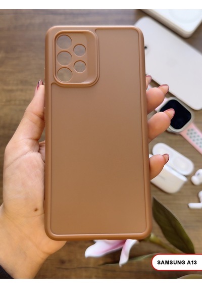 Samsung Galaxy A13 Uyumlu Kamera Korumalı Darbeye Dayanıklı Renk Atmayan Keep Silikon Kılıf Kahverengi