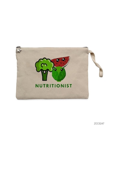 Zepplin Giyim Diyetisyen - Nutritionist Clutch Astarlı Cüzdan / El Çantası Krem