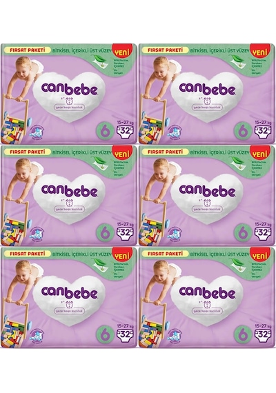 Canbebe Bebek Bezi Beden:6 15-27kg Extra Large 192 Adet 6 Numara