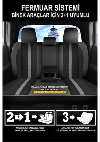 Renault Megane 2000 2020 Sinop Serisi Velur Kumaş Siyah Oto Kılıfı Tam Set Tam